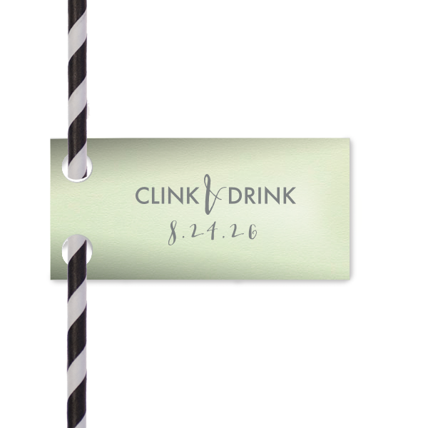 Jazz up your drinks with the Clink & Drink Straw Tag, blending celebration with elegance. The playful ampersand and customizable date make each sip an invitation to toast and enjoy the festivities.