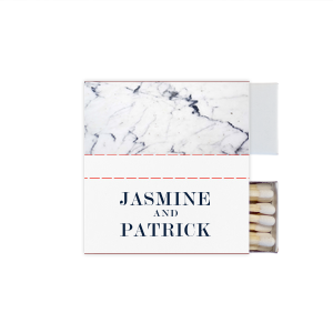 Our custom White Classic Custom Photo Matchbox with Matte Navy Ink Digital Print Colors and Matte Slate Gray Ink Digital Print Colors can be customized to complement every last detail of your party.