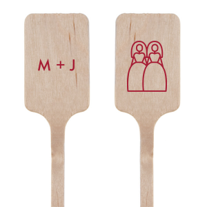 ForYourParty's personalized Matte Lipstick Red Rectangle Stir Stick with Matte Lipstick Red Foil has a Wedding Couple 2 graphic and is good for use in Wedding, Pairs themed parties and are a must-have for your next event—whatever the celebration!