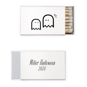 Light up your spooky celebrations with the Cute Ghost Couple Matchbox. Featuring two charming ghostly lovebirds, this matchbox adds a touch of whimsy to any Halloween-themed event. Personalization options on the back ensure a uniquely haunting touch to your affair.