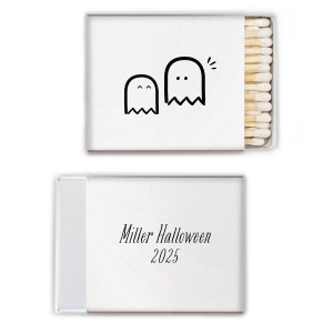 Light up your spooky celebrations with the Cute Ghost Couple Matchbox. Featuring two charming ghostly lovebirds, this matchbox adds a touch of whimsy to any Halloween-themed event. Personalization options on the back ensure a uniquely haunting touch to your affair.