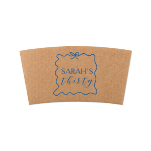 Choose the Ribbon Frame Birthday Bash Coffee Sleeve for your next work or home event. The playful ribbon design wraps around customizable text to create a product perfect for nearly any event.