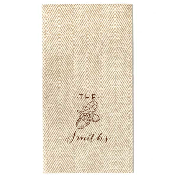 Herringbone in the restroom? This acorn graphic + texture paints the picture of the luxurious beverage and foods they're about to consume.