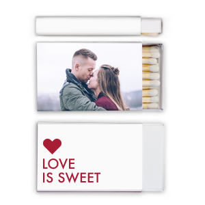 Custom White Lipstick Custom Photo Matchbox with Matte Lipstick Red Ink Digital Print Colors and Matte Fuchsia Ink Digital Print Colors has a Solid Heart graphic and is good for use in Wedding, Hearts, Anniversary themed parties and couldn't be more perfect. It's time to show off your impeccable taste.