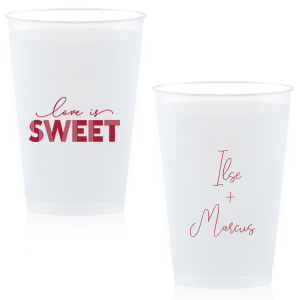 Our beautiful Retro Love Is Sweet Cup is good for use in Words, Wedding themed parties and can be personalized to match your party's exact theme and tempo.