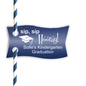 ForYourParty's elegant Neon Pink Wave Straw Tag with Satin Teal / Peacock Foil has a Cap graphic and is good for use in Graduation themed parties and are a must-have for your next event—whatever the celebration!