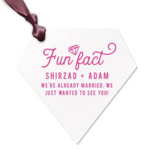 Our beautiful custom Linen Ivory Diamond Gift Tag with Shiny Convertible Red Foil has a Diamond graphic and is good for use in Wedding, Bridal Shower themed parties and will add that special attention to detail that cannot be overlooked.