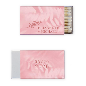 Our beautiful custom Stardream Ballet Pink Classic Matchbox with Shiny Rose Quartz Foil has a Rustic Floral Accent 2 graphic and is good for use in Accents, Wedding, Anniversary themed parties and can be personalized to match your party's exact theme and tempo.