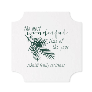 Our beautiful custom Kraft with Blush back Nouveau Coaster with Matte Spruce Foil Color has a Pine graphic and is good for use in Floral themed parties and will add that special attention to detail that cannot be overlooked.