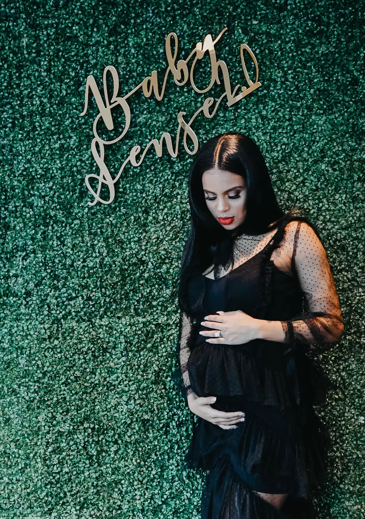 Dominique Sensabaugh at her gender reveal party