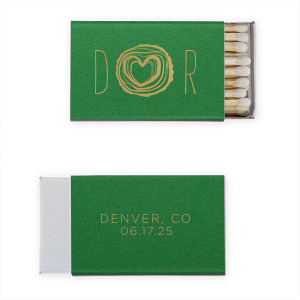 Capture the essence of your growing love with the Tree Heart Matchbox showcasing an expanding tree ring with your initials. This artistic matchbox blooms with creativity, making a bold statement about your bond on your wedding day.