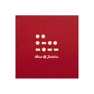 Whisper "I Love You" in an original way with the Morse Code Love Napkin, featuring the letters I, L, Y signaled discreetly in Morse code above the couple's names written in a modern script. A unique and romantic expression for your wedding day.