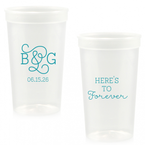 Custom Teal 16 oz Stadium Cup with Silver Ink Cup Ink Colors can be personalized to match your party's exact theme and tempo.