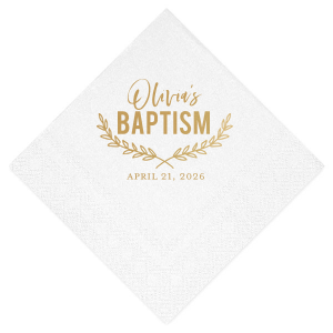 Custom Crystal White Cocktail Napkin with Satin 18 Kt. Gold Foil has a Branch Frame 2 graphic and is good for use in Floral, Frames, Wedding themed parties and can't be beat. Showcase your style in every detail of your party's theme!