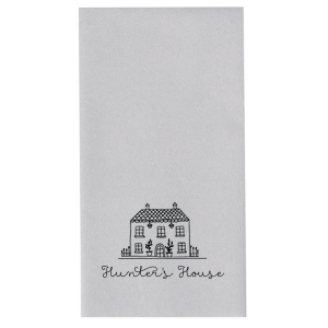 Add a touch of charm to your home with the Whimsy Home Sketch Napkin, featuring a hand-drawn house graphic above your name in a playful script. Perfect for housewarmings or as a delightful addition to your everyday table setting.
Looking to have a sketch made of a specific home?  Email us a picture of the house at customerservice@foryourparty.com and we will reply with a quote for our design services.