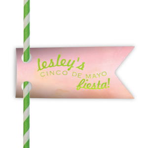 Our custom Watercolor Rose Wave Straw Tag with Shiny Kiwi / Lime Foil can be personalized to match your party's exact theme and tempo.