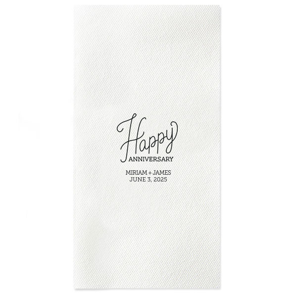 Personalize this cursive Happy Anniversary graphic for a gorgeous detail on your bar or dessert table. Stick with the Powder Blue and Matte Black or choose colors to match your theme. Add your names and wedding date for a personal touch. 