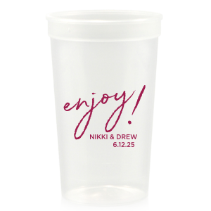 The ever-popular Maroon 16 oz Stadium Cup with Matte White Ink Cup Ink Colors can be personalized to match your party's exact theme and tempo.