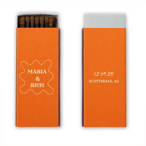 Pasta Party Organic Frame Matches are a unique and playful addition to your next event. Featuring a trendy organic shaped frame, you can personalize this custom product with your names, the date, and location of your event. Ideal for a wedding or rehearsal dinner. 