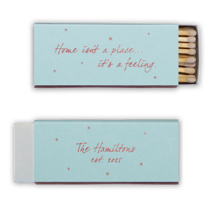 Our personalized Poptone Sky Blue Classic Matchbox with Shiny Rose Quartz Foil will give your party the personalized touch every host desires.