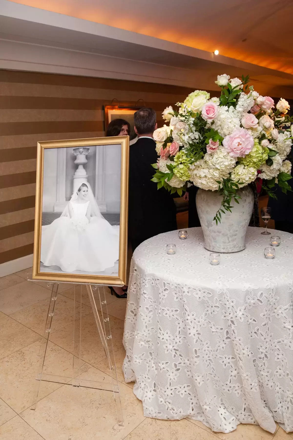 bride's photo at Preppy Pink Luxury wedding reception