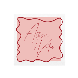 At the cross section of stylish and function is the Scribble Ribbon Napkin! The sleek and colorful napkin evokes a chic vintage style that can be customized with your choice of text to best express yourself.