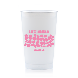 Turn back time at your birthday party with the Retro Floral Groove Cup, personalized with your name in a funky, retro-inspired font, and decked out with a groovy '70s floral pattern. A hip and nostalgic way to raise a toast on your special day.