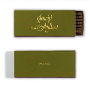 The Formal Names Match design exudes elegance with the couple's first names gracefully presented in an ornate, flourished script on the front. Its simplicity is complemented by the event's date on the back, offering a touch of class and sophistication to any celebration.