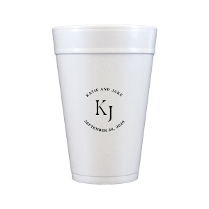Embrace the essence of matrimonial elegance with the Nuptial Arch Initials Cup, featuring the couple's names and wedding date in a minimal and pristine design, arched gracefully over their shared initials. Cheers to this chic wedding day decor.