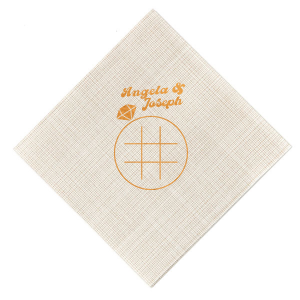 Celebrate your union with a playful twist using the Engagment Ring Tic-Tac-Toe Game Napkin, highlighting an engagement ring themed board. Add a personal touch with the couple's names in a funky, unique style. Ideal for adding fun to any wedding-related festivity.