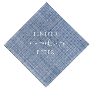 Embrace elegance with the Elegant Swirl Napkin design, where the couple's names elegantly unite through a lavish, swirling 'and'. This captivating design, with its formal and artistic font, adds a touch of sophistication to wedding celebrations, symbolizing a beautiful union in style.