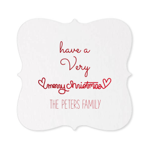 The ever-popular Kraft with Blush back Nouveau Coaster with Shiny Convertible Red Foil has a Merry Christmas Hearts graphic and is good for use in Christmas, Warm-Hearted themed parties and can be personalized to match your party's exact theme and tempo.