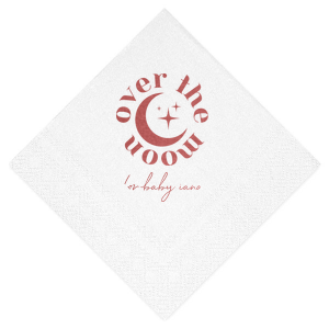 Personalize a celestial baby shower napkin! Featuring a star an moon graphic, you can customize this baby shower napkin with the name of the baby. 