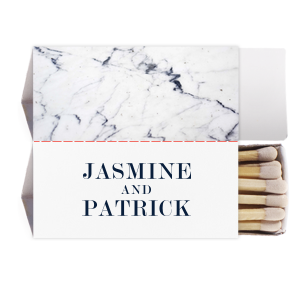 Our custom White Classic Custom Photo Matchbox with Matte Navy Ink Digital Print Colors and Matte Slate Gray Ink Digital Print Colors can be customized to complement every last detail of your party.