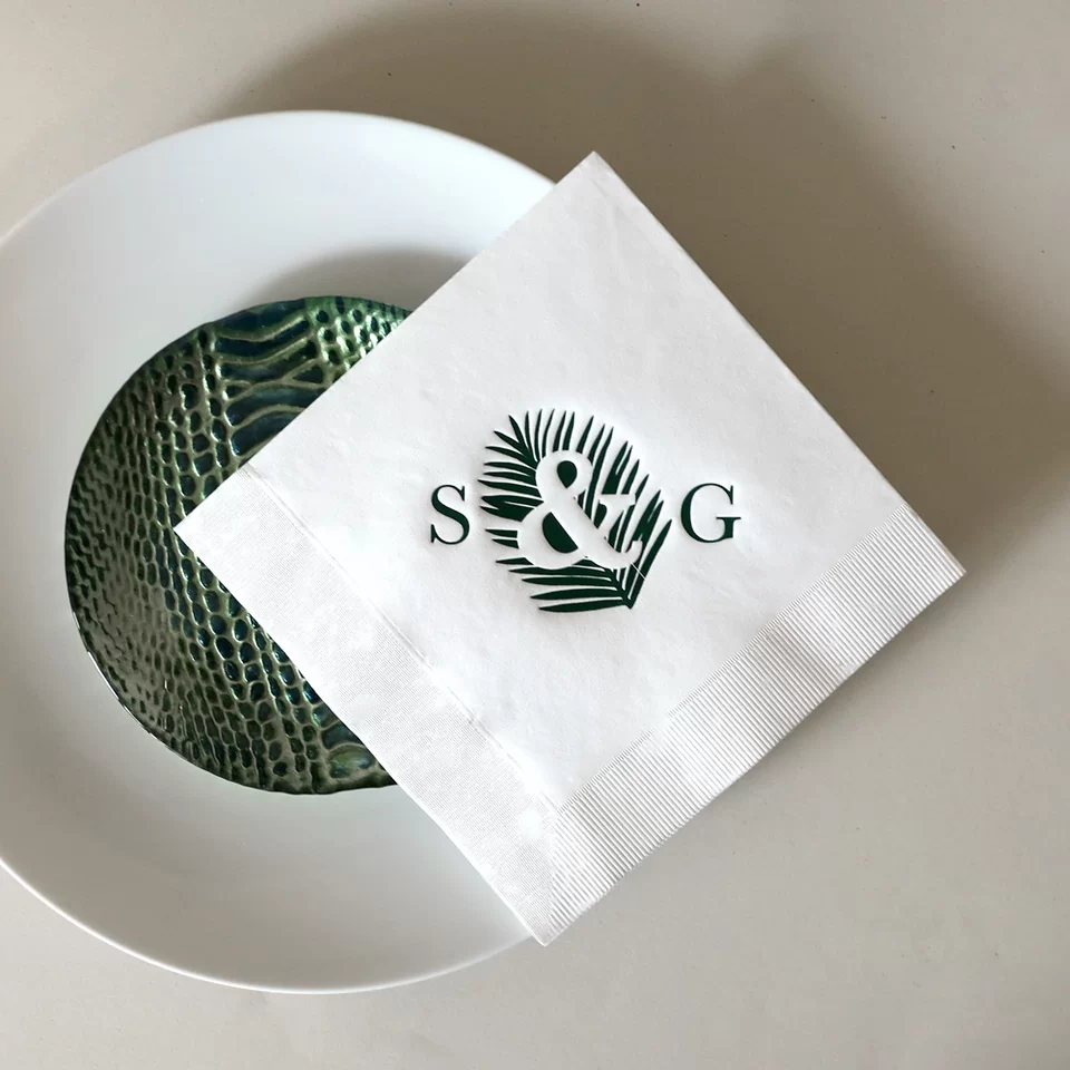 Leaf Ampersand Initials Napkin