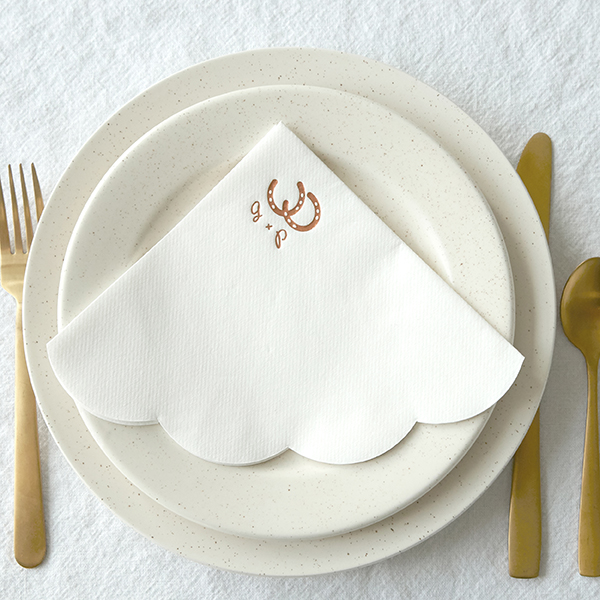 Horse Show Scalloped Napkin on Dinner Plate