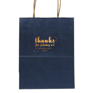 Send off your guests with cheer using the Thanks for Joining Us Gift Bag. A lively 'thanks' takes center stage, dotted with sparkle for extra joy, while your names and date make each bag a personal gesture of gratitude