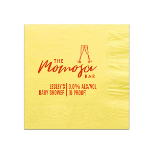 The ever-popular Mimosa/Yellow Cocktail Napkin with Shiny Poppy Foil has a Flutes graphic and is good for use in Drinks, Wedding, Holiday themed parties and will give your party the personalized touch every host desires.
