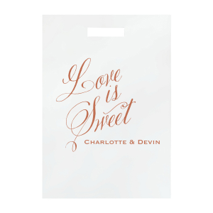Relive sweet memories with the Love Is Sweet Box, echoing the charm of vintage cake boxes. It features "Love is Sweet" in beautiful script. Below, the couple's first names add a personalized touch, reminiscent of a cherished neighborhood bakery, celebrating the sweetness of love and the couple.