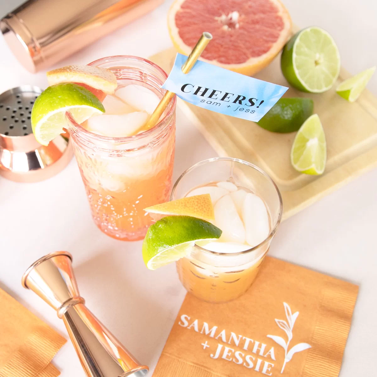 Shop the Marry Gold Collection Custom Straw Tags and Cocktail Napkins