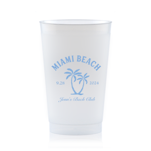 Savor the seaside festivities with the Bachelorette Beach Party Palm Breeze Cup, personalized with the bachelorette's name in a sophisticated script, her party's locale, and the date, all surrounding the sway of a tropical palm tree graphic. A refreshing choice for "The Last Splash" bachelorette celebration.