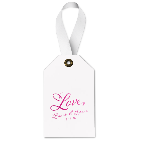 Our custom Poptone Peach Arch Gift Tag with Shiny Fuchsia Foil can be personalized to match your party's exact theme and tempo.
