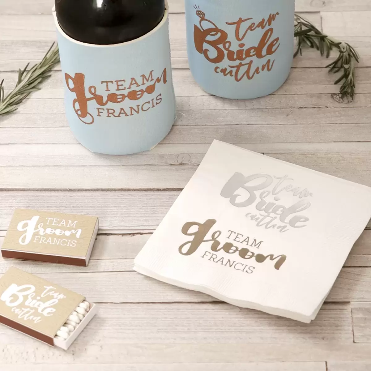 custom designed combined bachelor and bachelorette party accessories