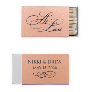 Personalized Stardream Blush Classic Matchbox with Matte Navy Foil has a Flourish 12 graphic and will make your guests swoon. Personalize your party's theme today.