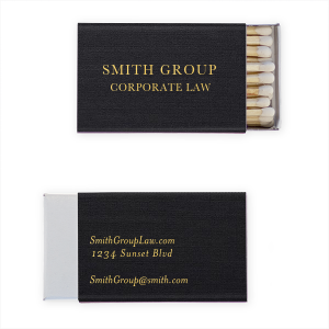Our custom Linen Black Classic Matchbox with Shiny 18 Kt Gold Foil will look fabulous with your unique touch. Your guests will agree!