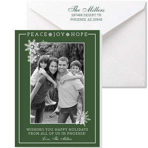 Peace, Joy, Hope Holiday Full Color Note Card