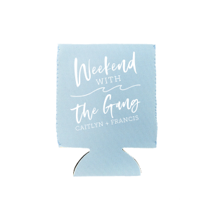 Custom Powder Blue Flat Can Cooler with Matte White Ink has a Wave Flourish graphic and is good for use in Beach/Nautical, Accents themed parties and will impress guests like no other. Make this party unforgettable.