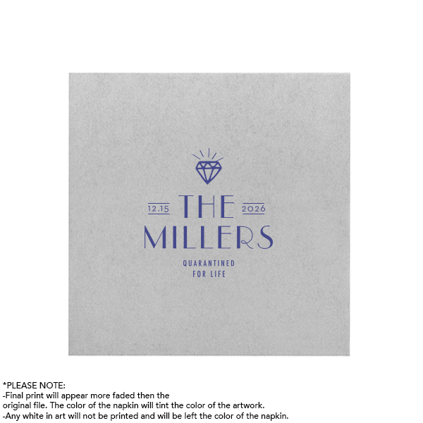 ForYourParty's elegant Dark Navy Cocktail Napkin with Shiny Sterling Silver Foil has a Diamond graphic and is good for use in Wedding, Bridal Shower themed parties and will make your guests swoon. Personalize your party's theme today.