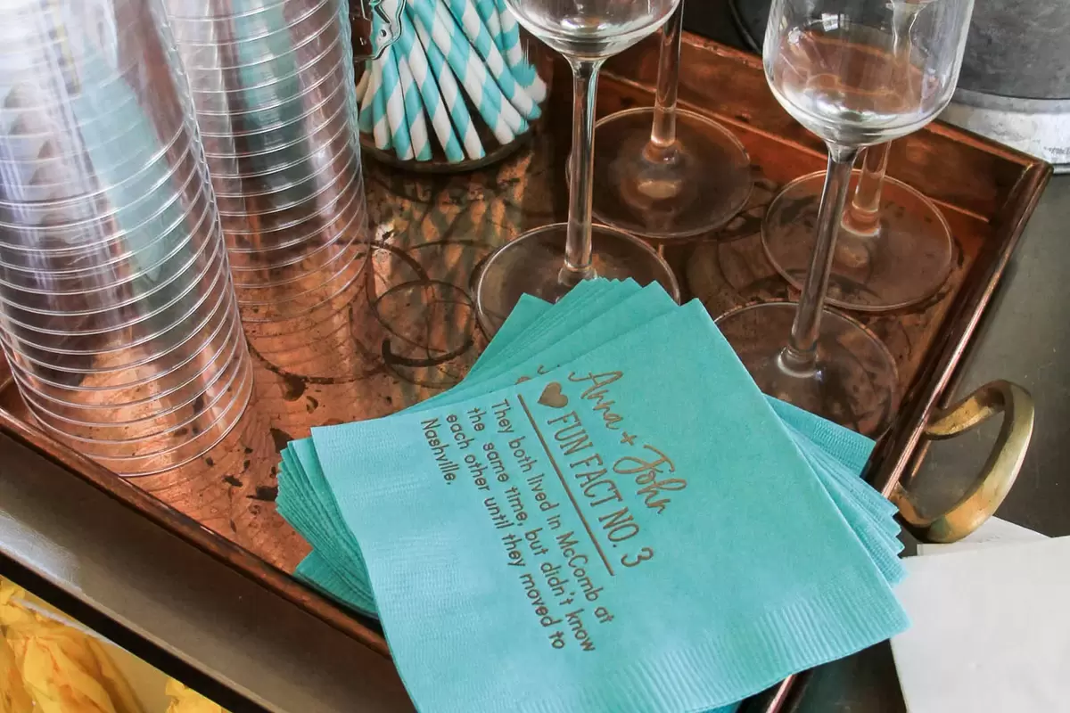 custom fun fact cocktail napkins
