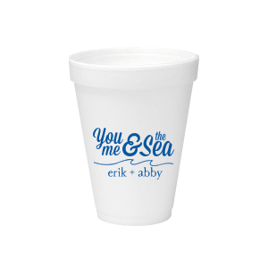 Our custom Matte Royal Blue Ink 12 oz Styrofoam Cup with Matte Royal Blue Ink Cup Ink Colors has a Wave Flourish graphic and is good for use in Beach/Nautical, Accents themed parties and can be customized to complement every last detail of your party.